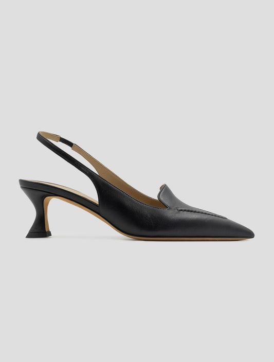 Kiton Black Leather Slingbacks