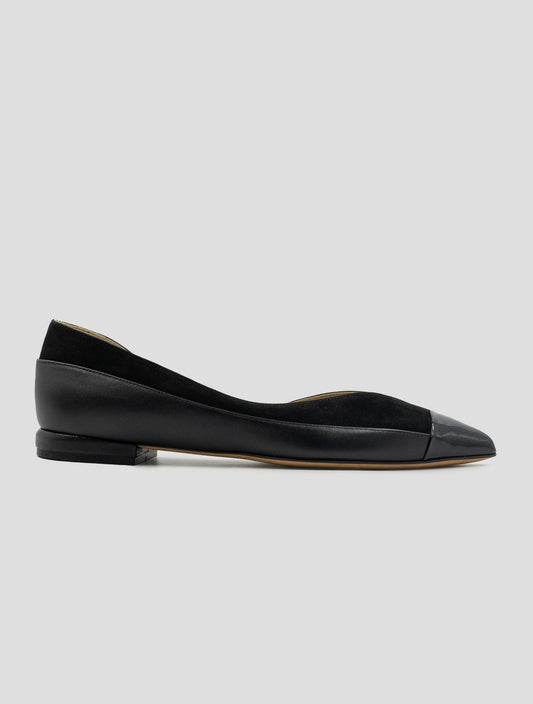 Kiton Black Leather Suede Leather Ballerina