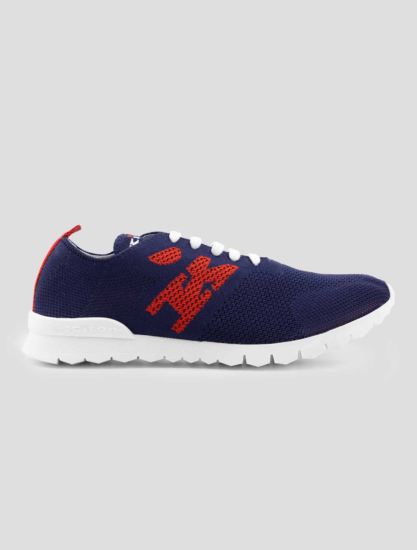 Kiton Blue Red Cotton Ea Sneakers