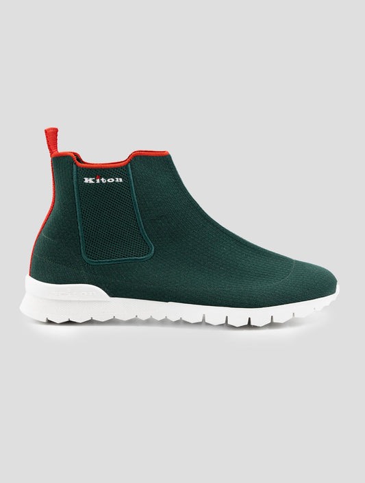 Kiton Green Cotton Ea Sneakers