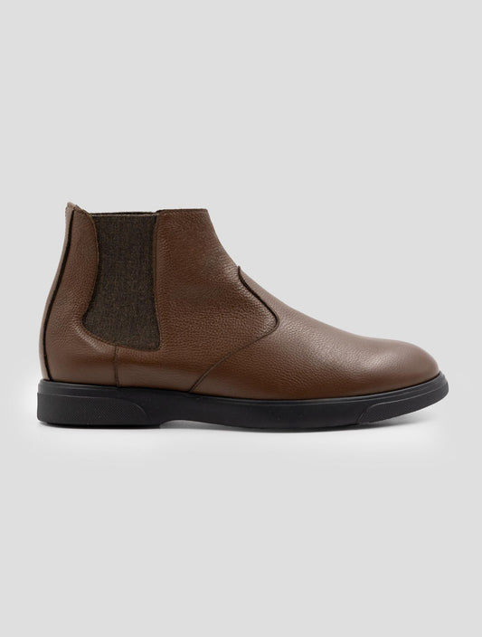 Kiton Brown Leather With Fur Boots