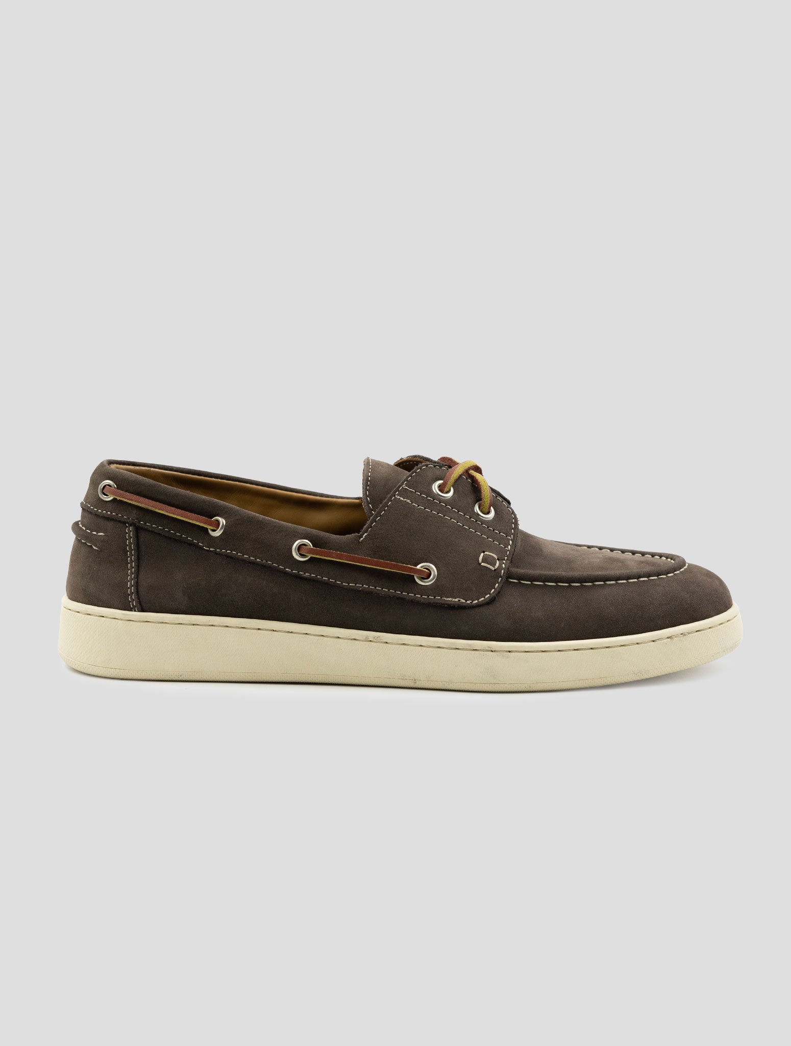 Kiton brown leather and suede loafers with fur