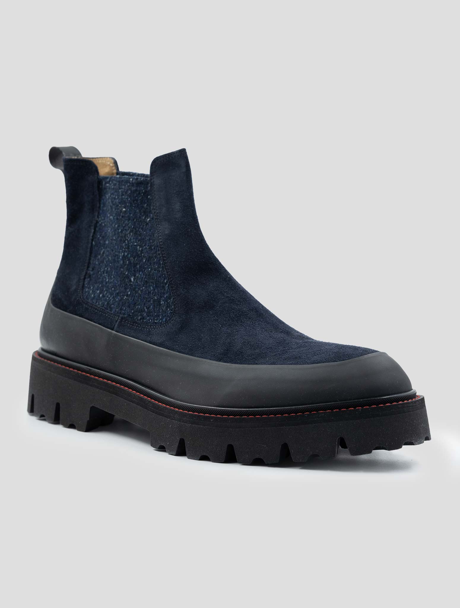 Kiton Blue Leather Suede Boots