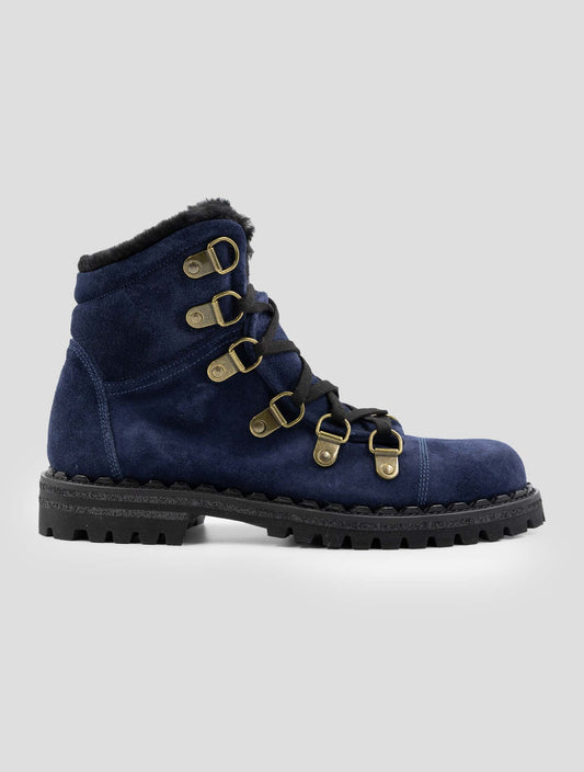 Kiton Blue Leather Suede Boots