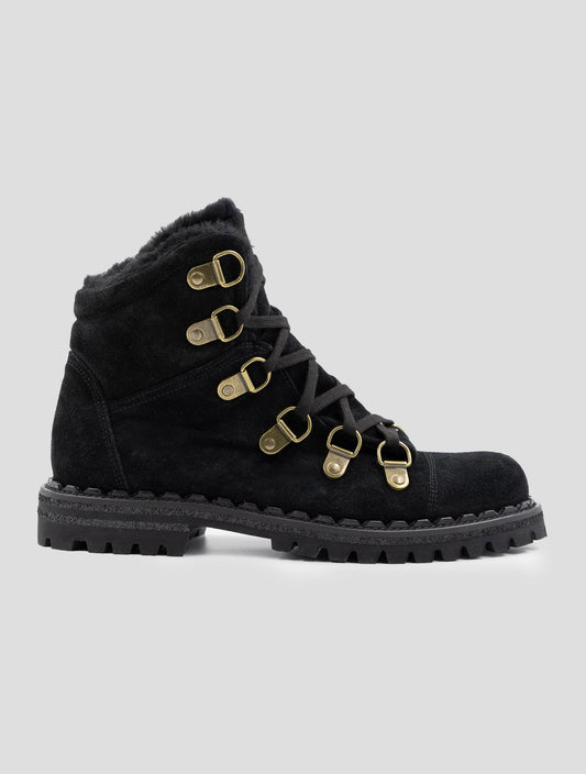 Kiton Black Leather Suede With Fur Boots