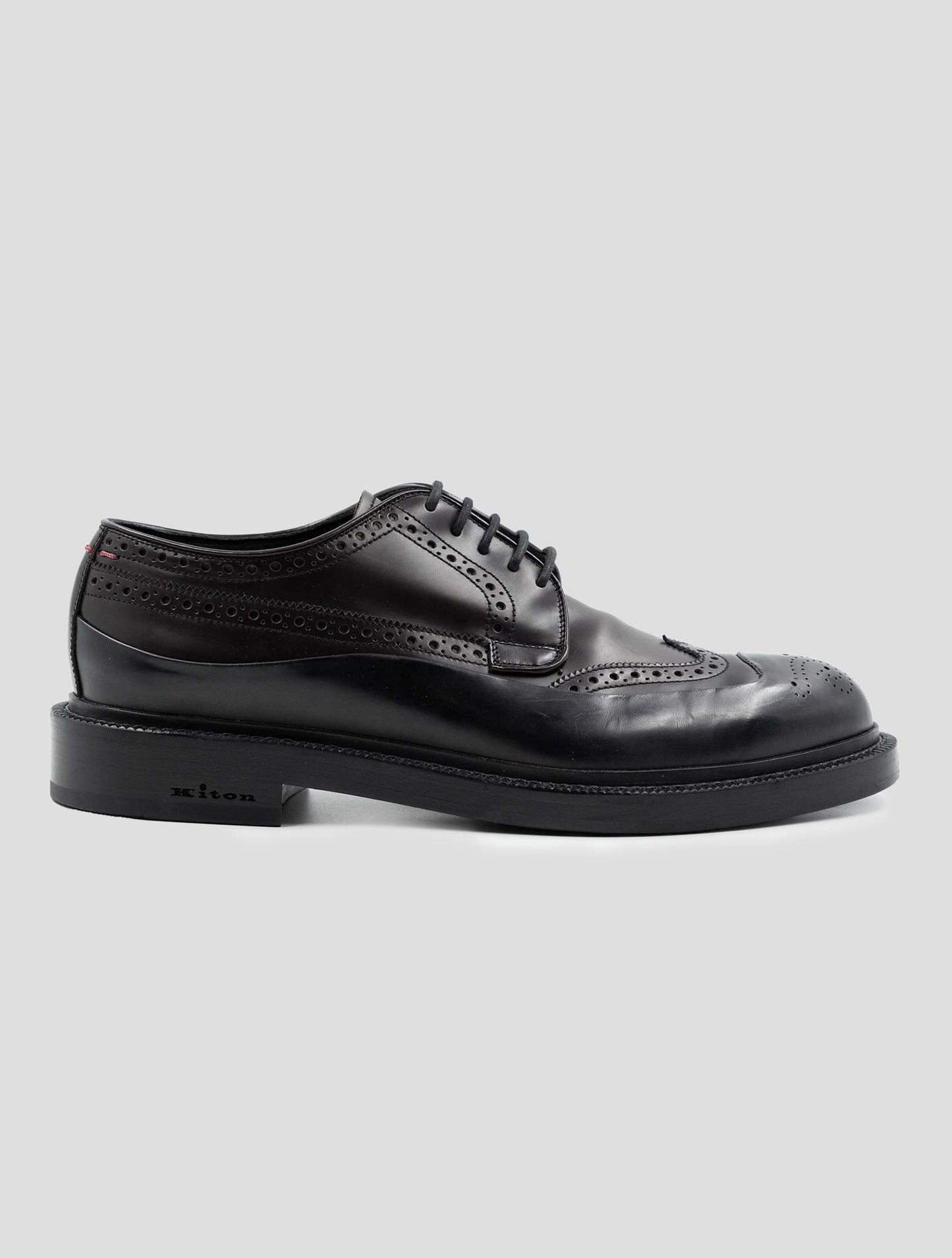 Kiton Burgundy Black Leather Dress Shoes
