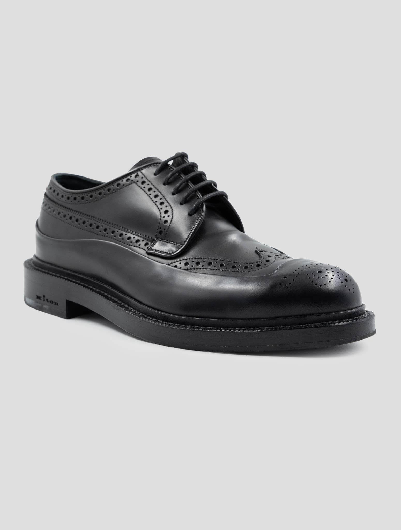 Kiton Black Leather Dress Shoes