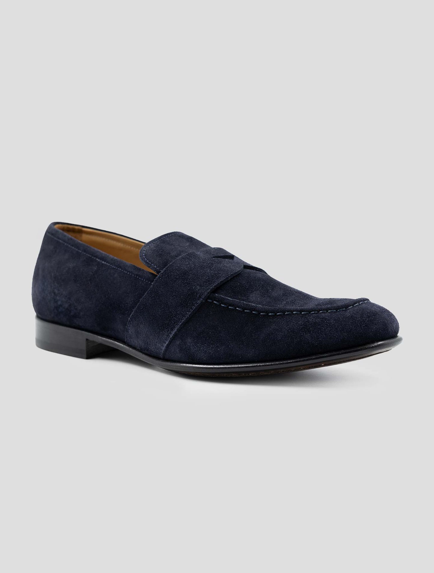 Kiton Blue Leather Suede Loafers