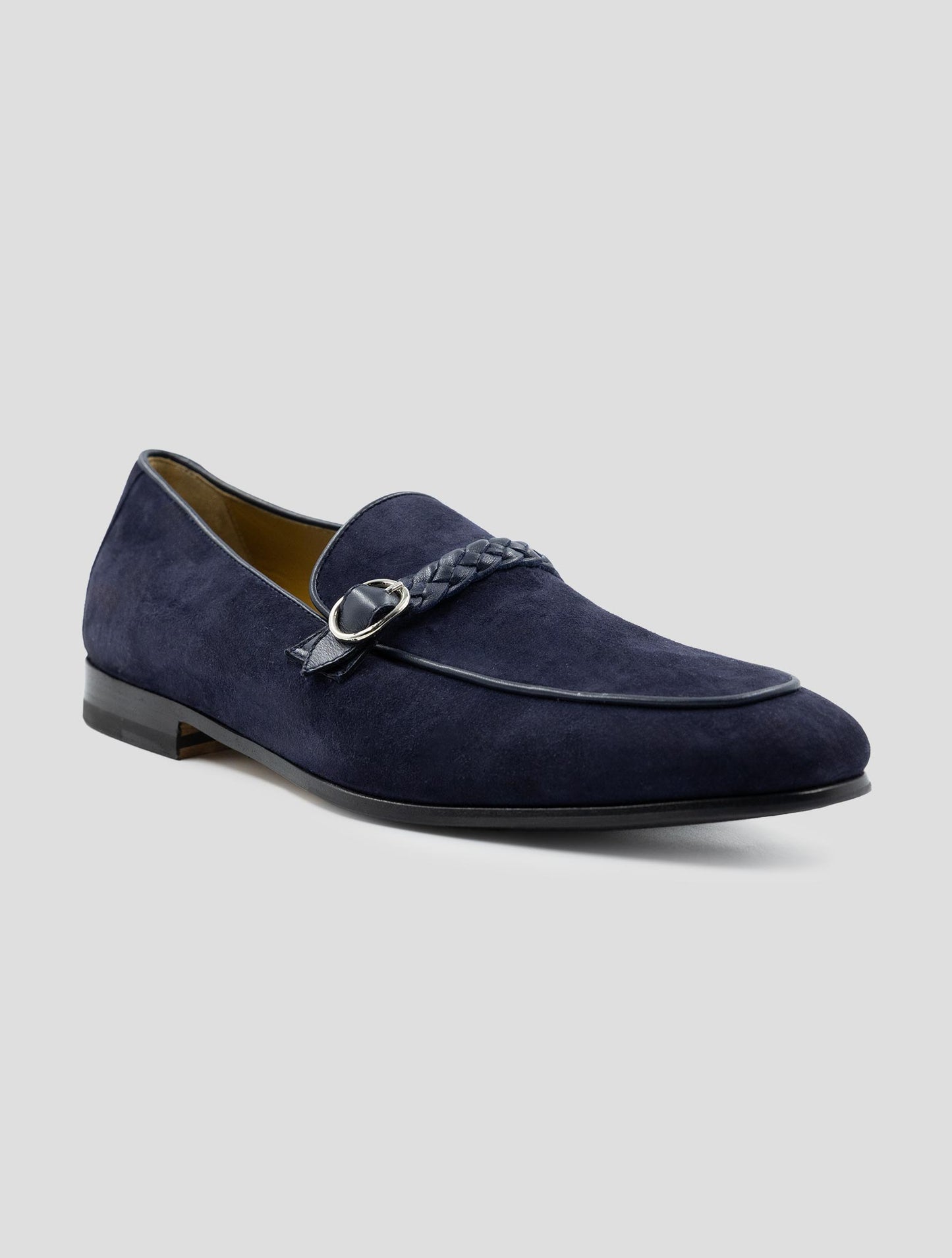 Kiton Dark Blue Leather Suede Loafers