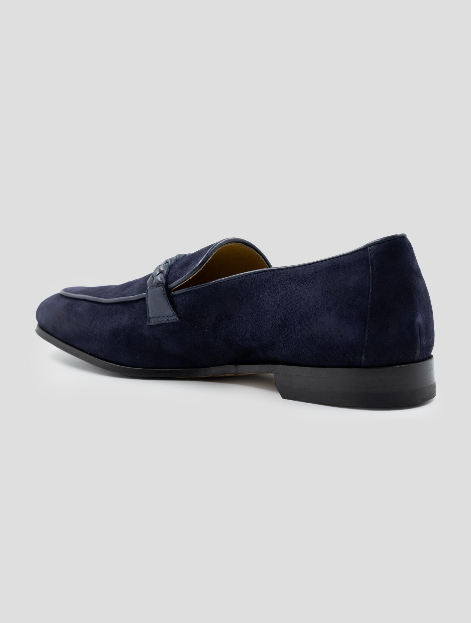 Kiton Dark Blue Leather Suede Loafers