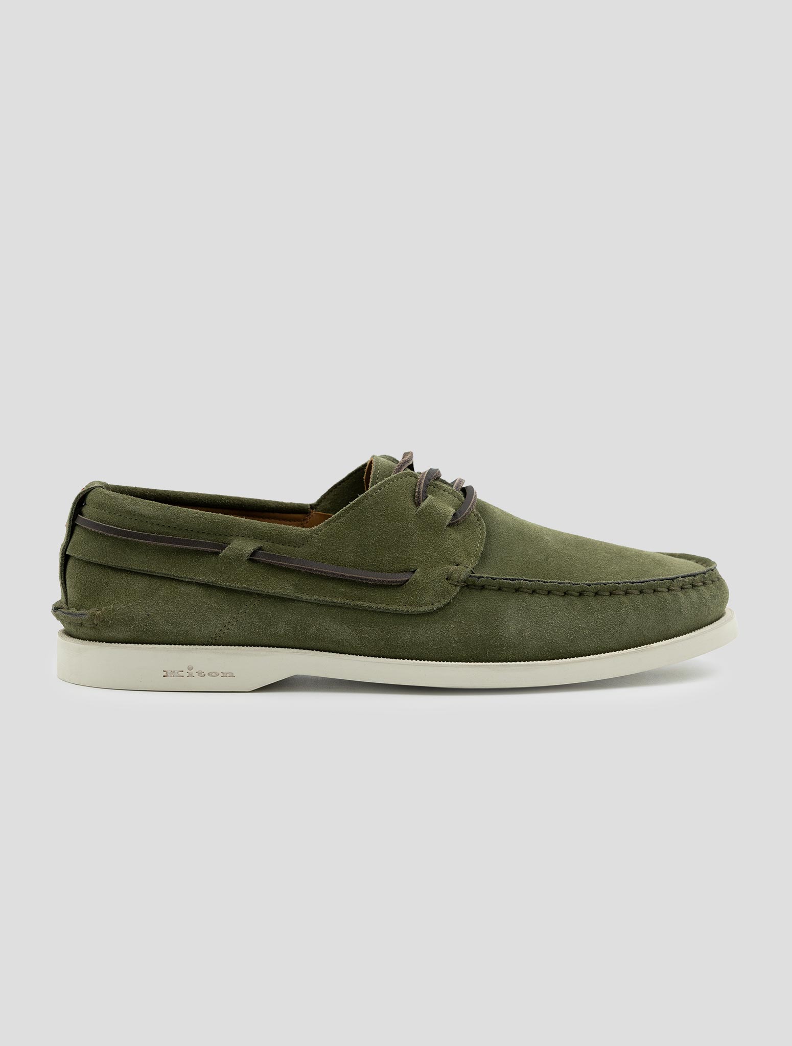 Kiton Green Leather Suede Loafers