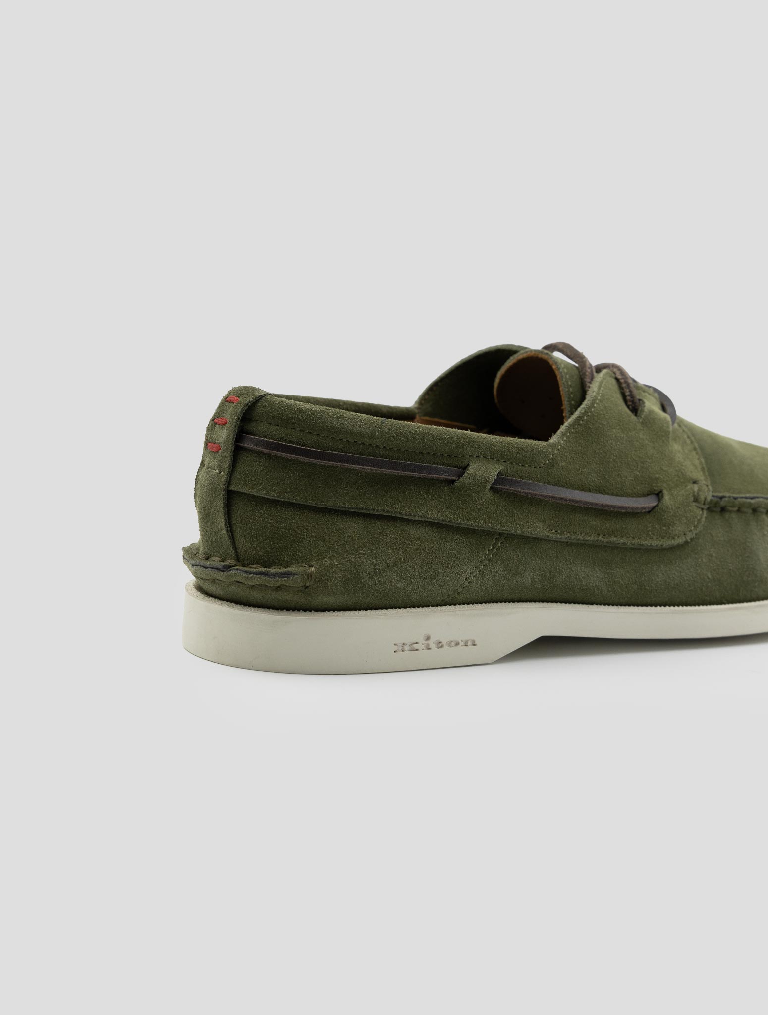 Kiton Green Leather Suede Loafers