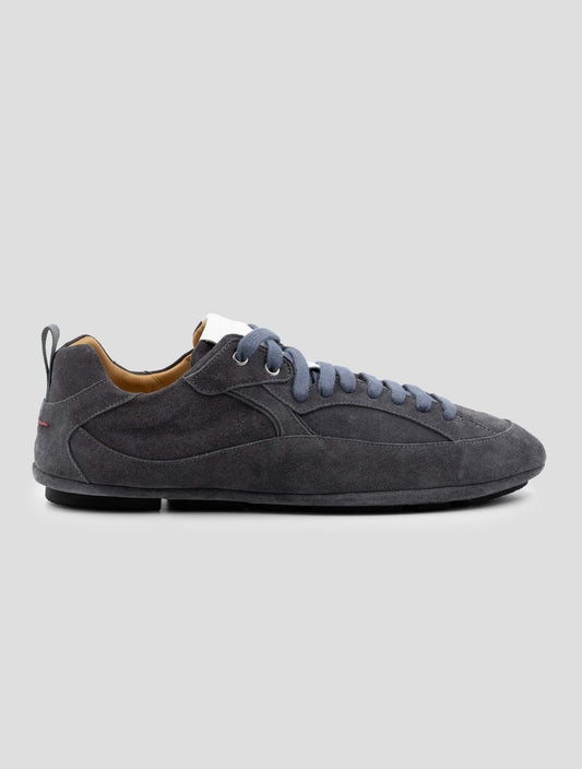 Kiton Gray Leather Suede Sneakers