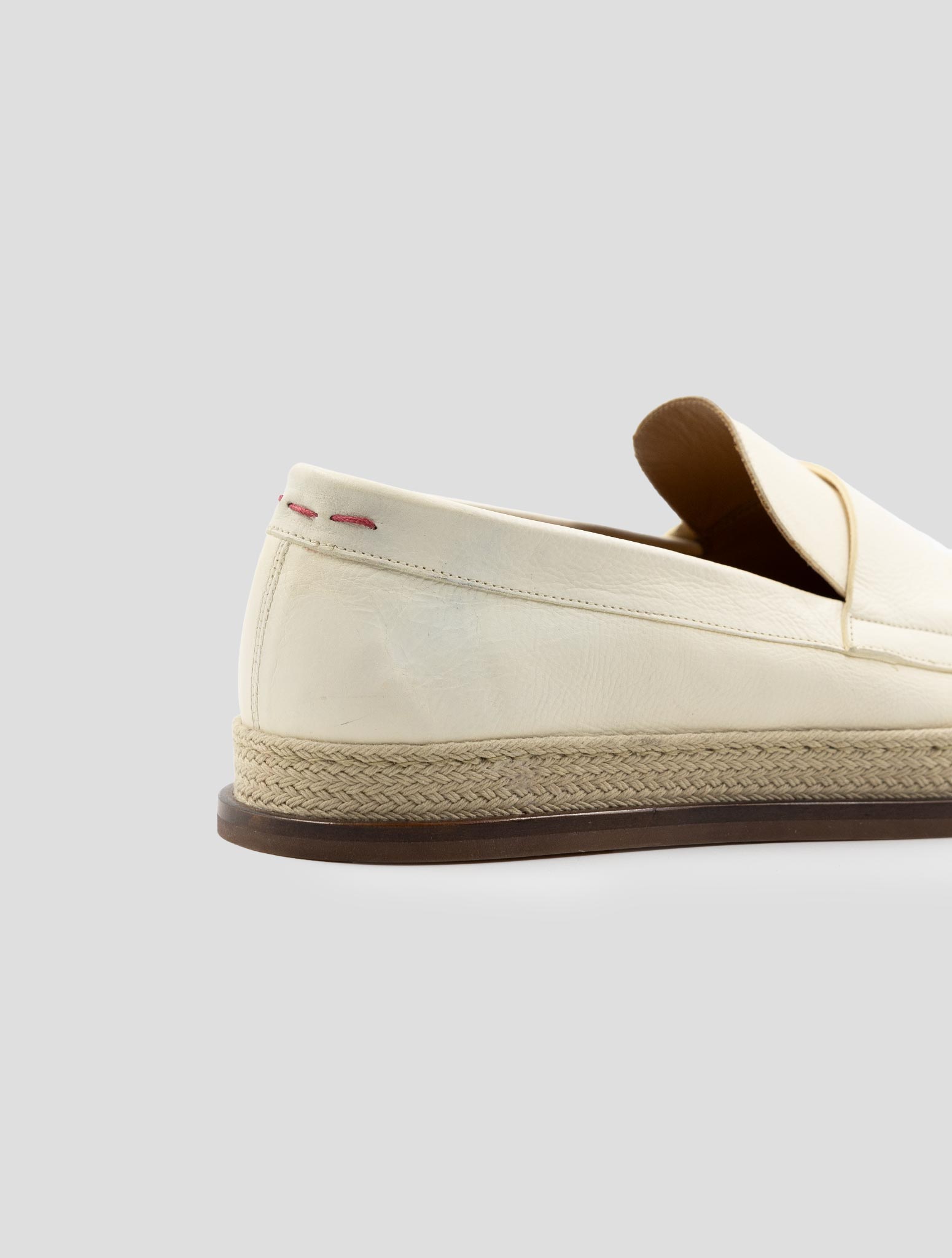 Kiton White Leather Loafers