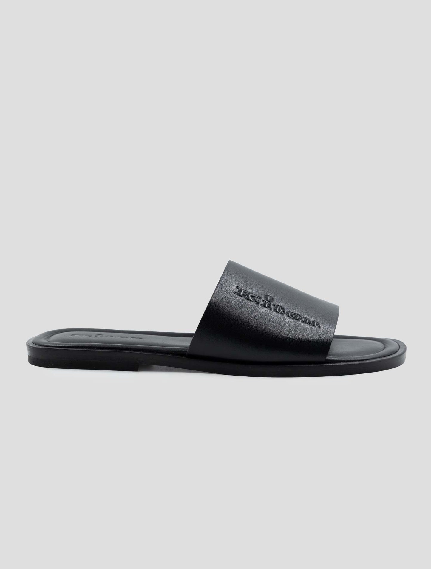 Kiton Black Leather Slippers