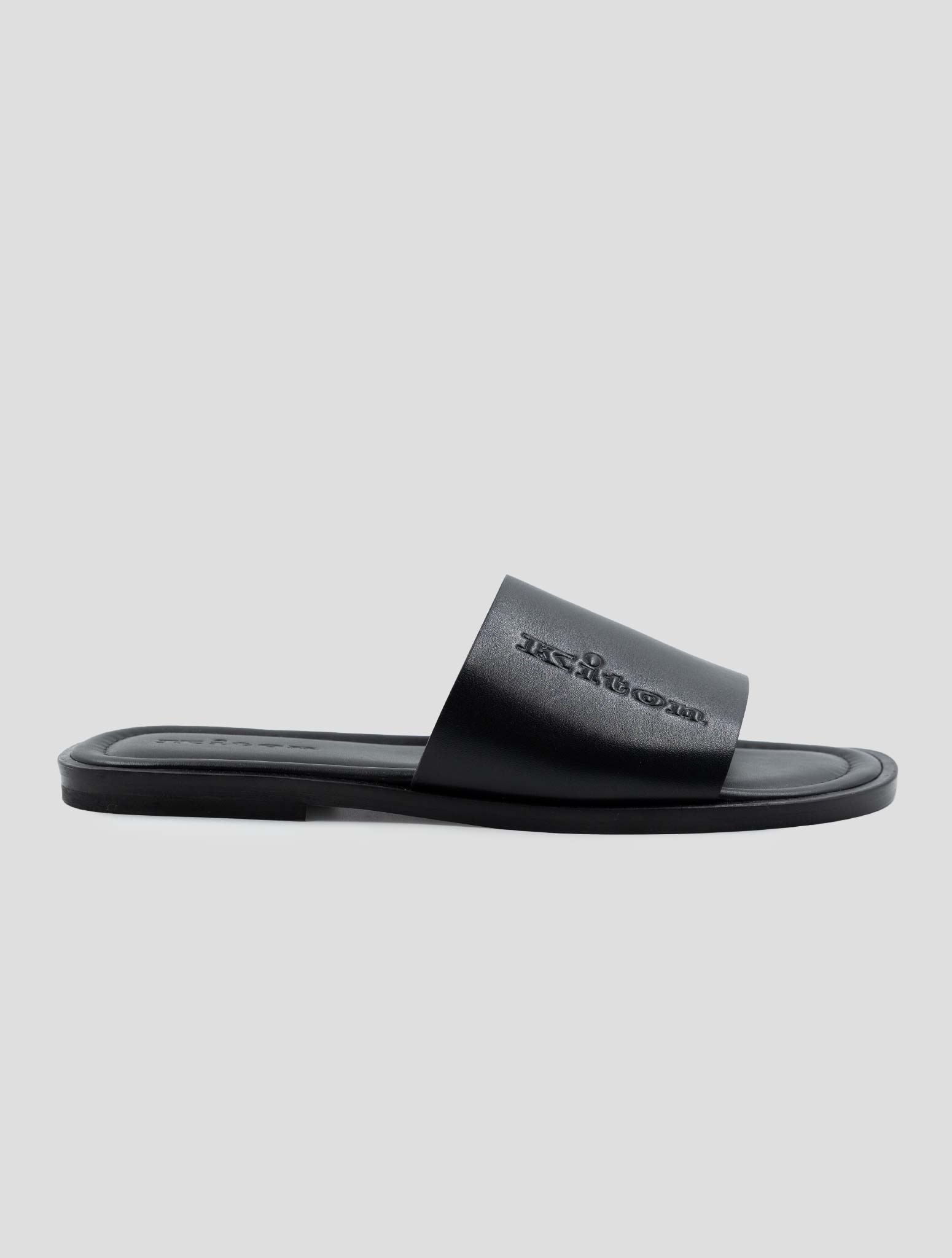 Kiton Black Leather Slippers