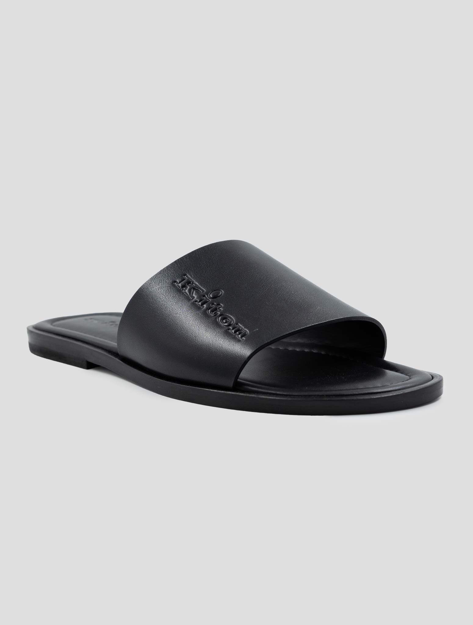 Kiton Black Leather Slippers