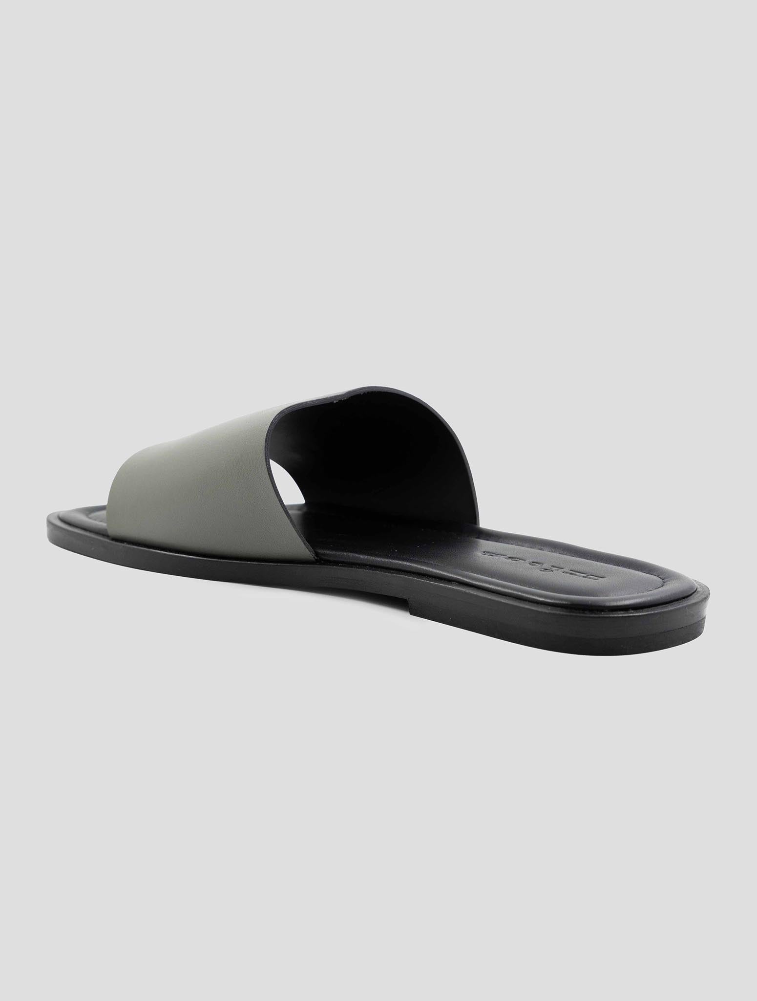 Kiton Black Gray Leather Slippers