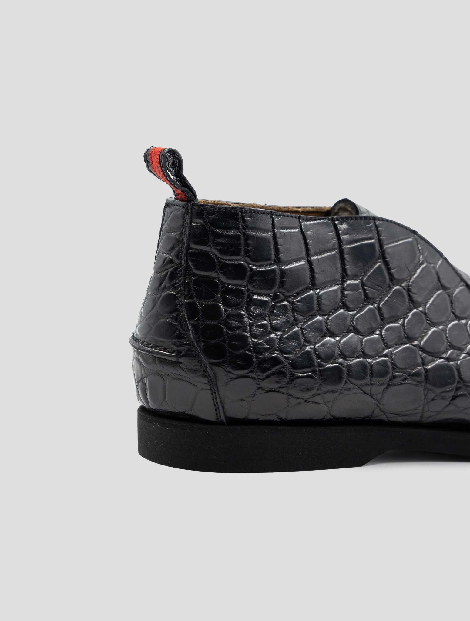 Kiton Black Leather Crocodile With Fur Boots