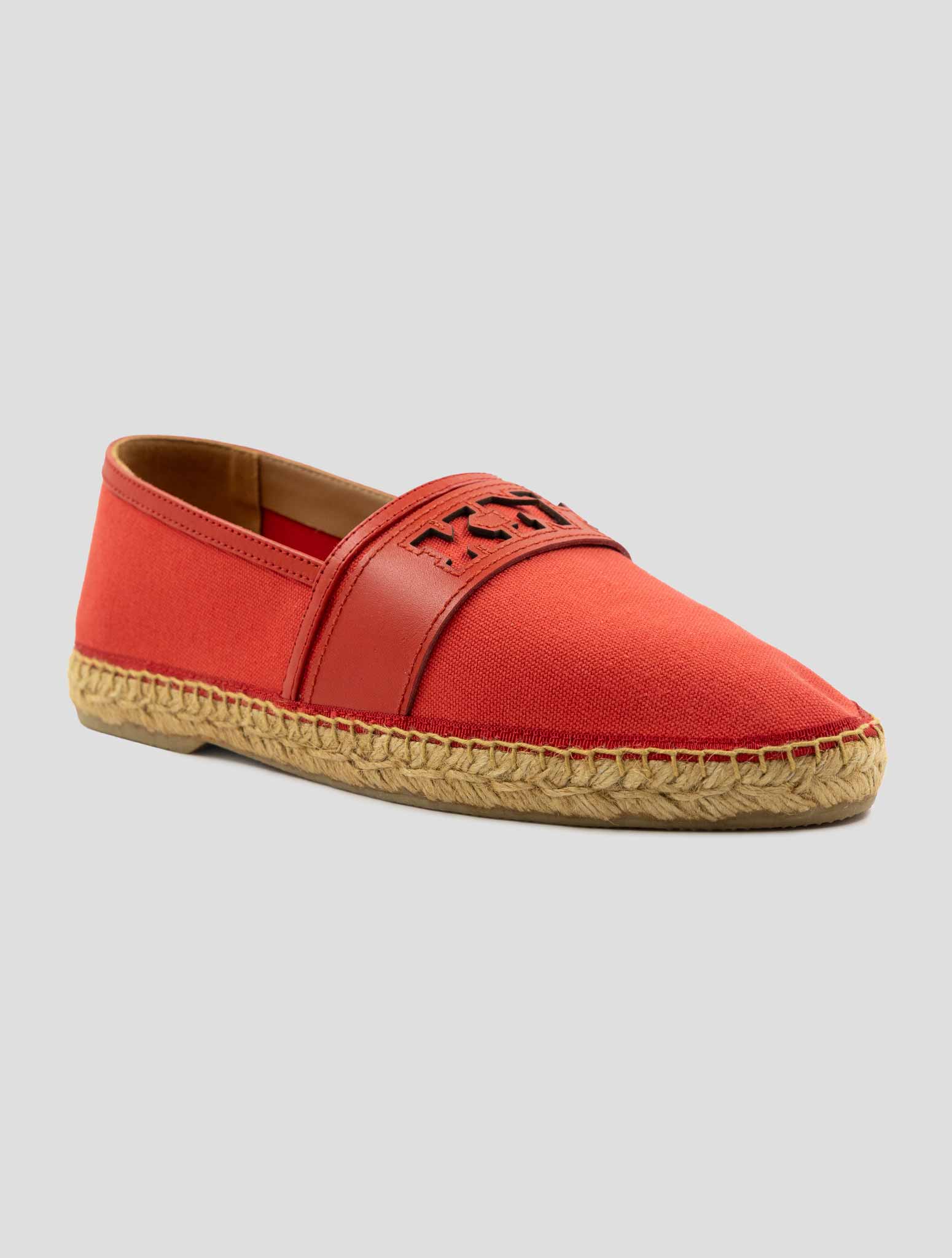 Kiton Knt Red Cotton Leather Espadrillas