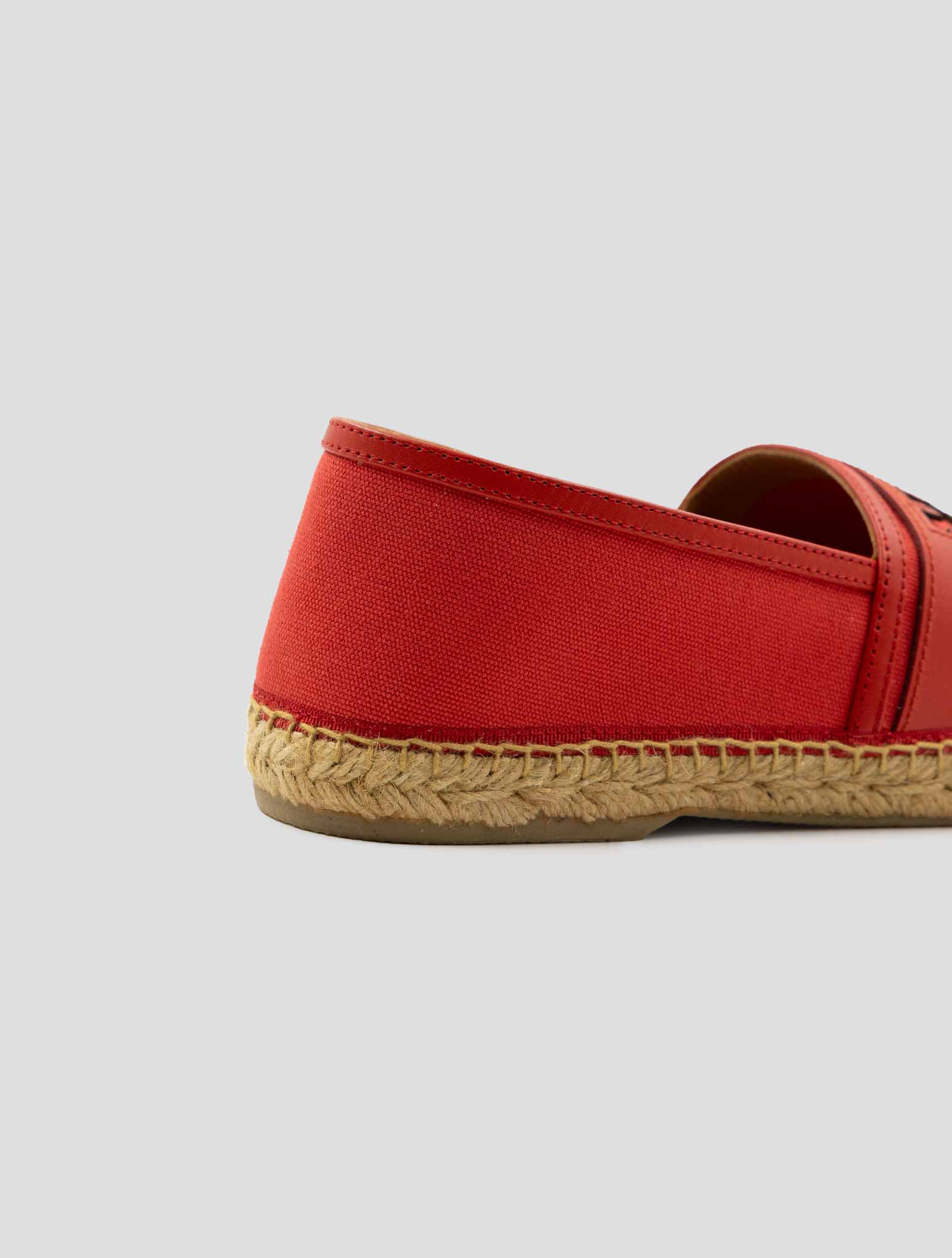 Kiton Knt Red Cotton Leather Espadrillas