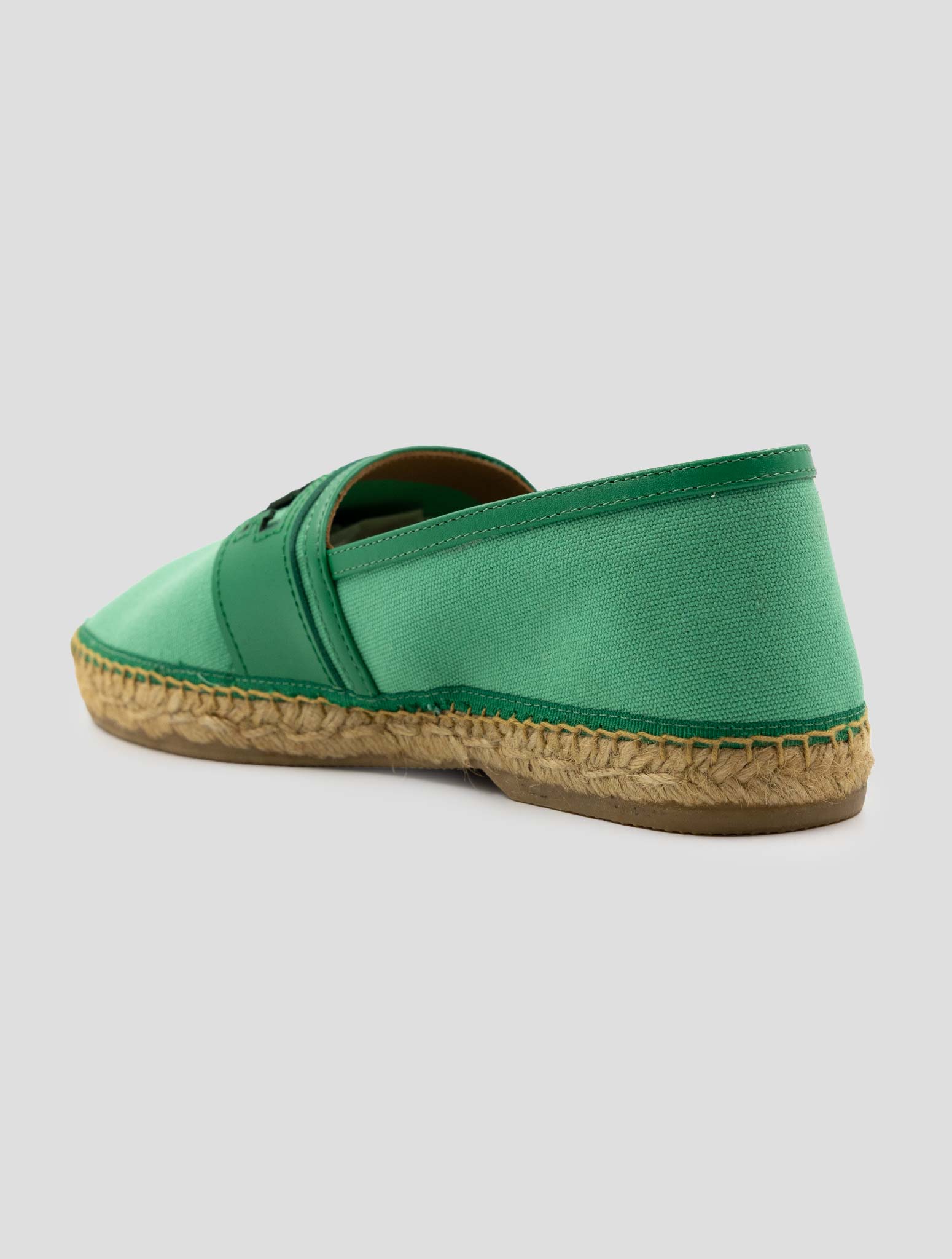 Kiton Knt Green Cotton Leather Espadrillas