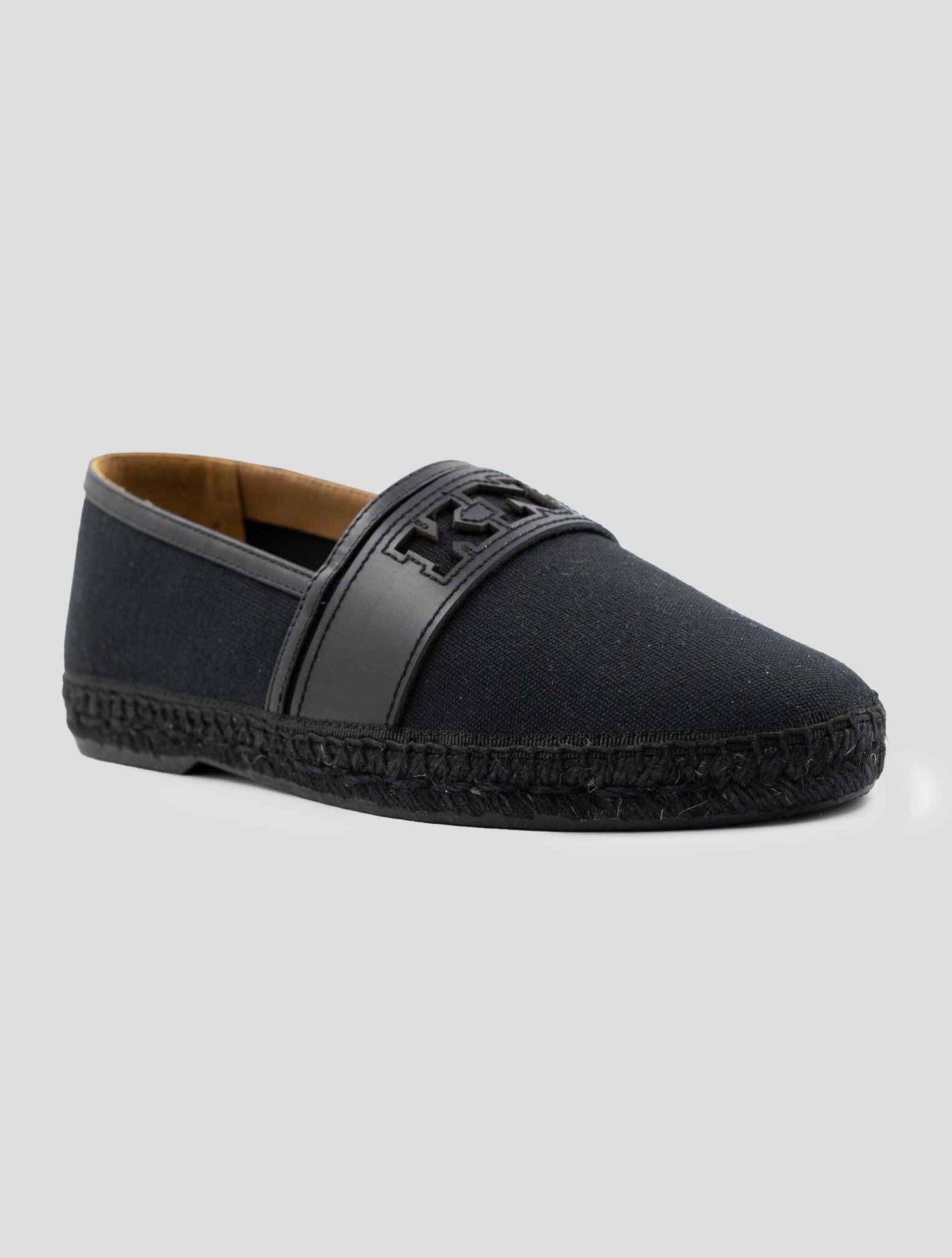 Kiton Knt Black Cotton Leather Espadrillas
