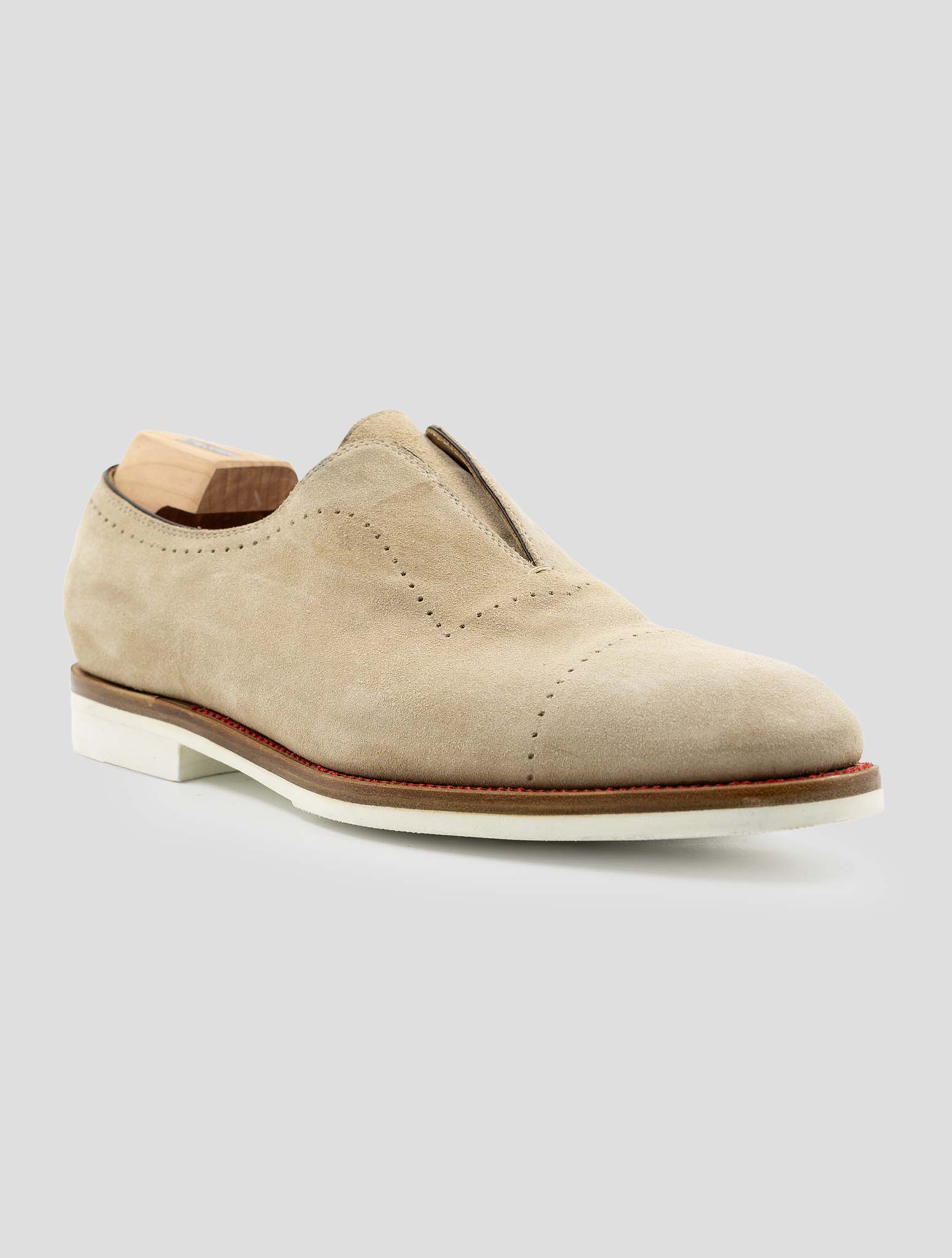 Kiton Beige Leather Suede Dress Shoes