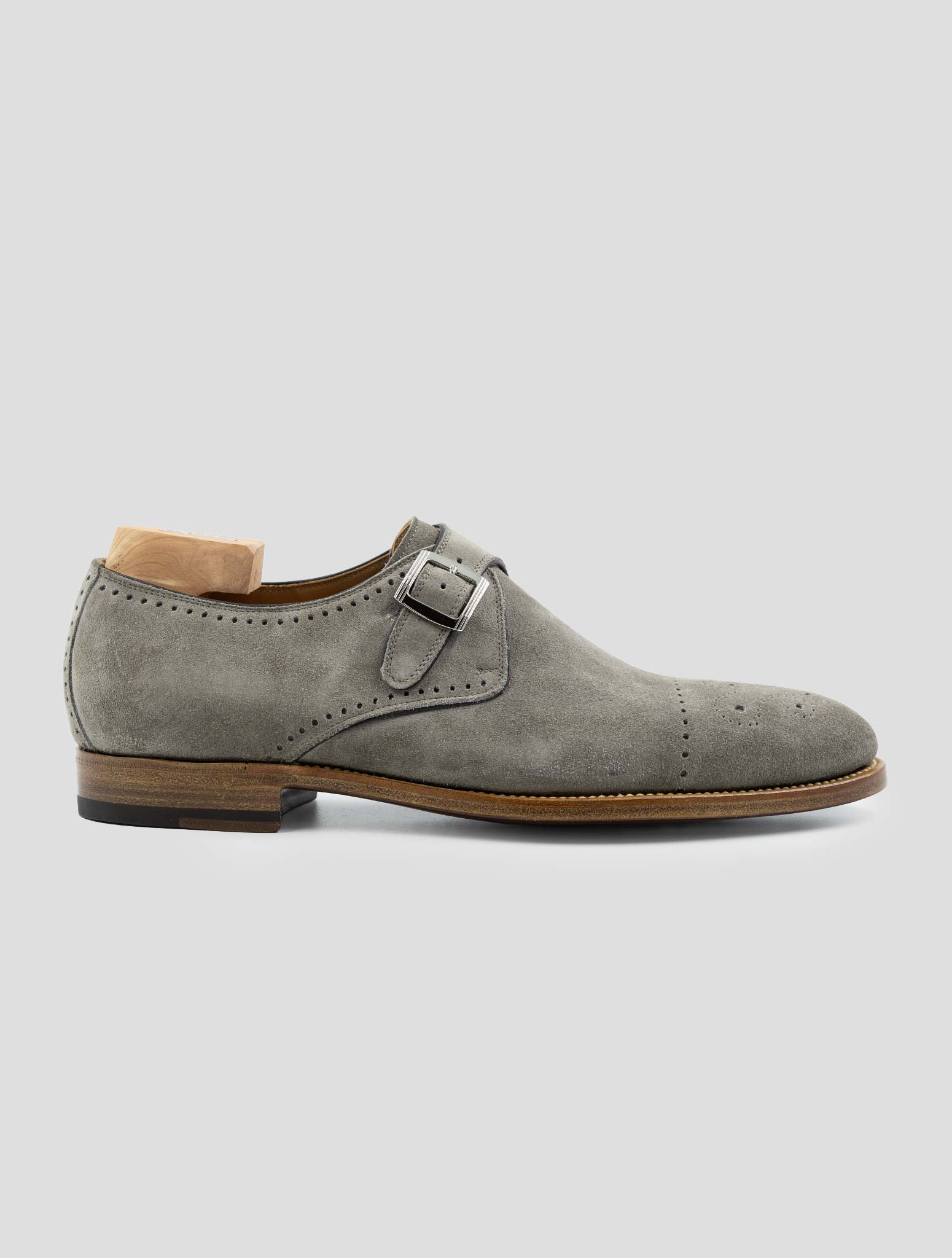 Kiton gray leather and suede dress shoes