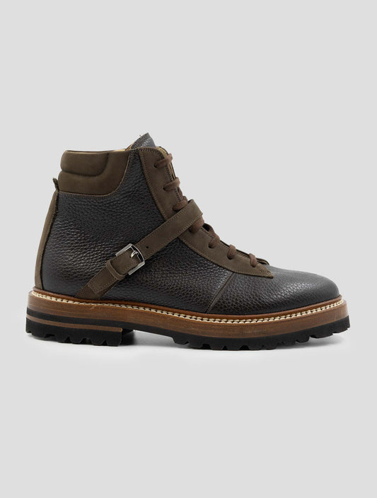 Kiton Brown Leather and Leather Suede Boots