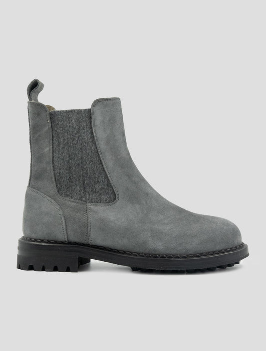 Kiton Gray Leather Suede Boots