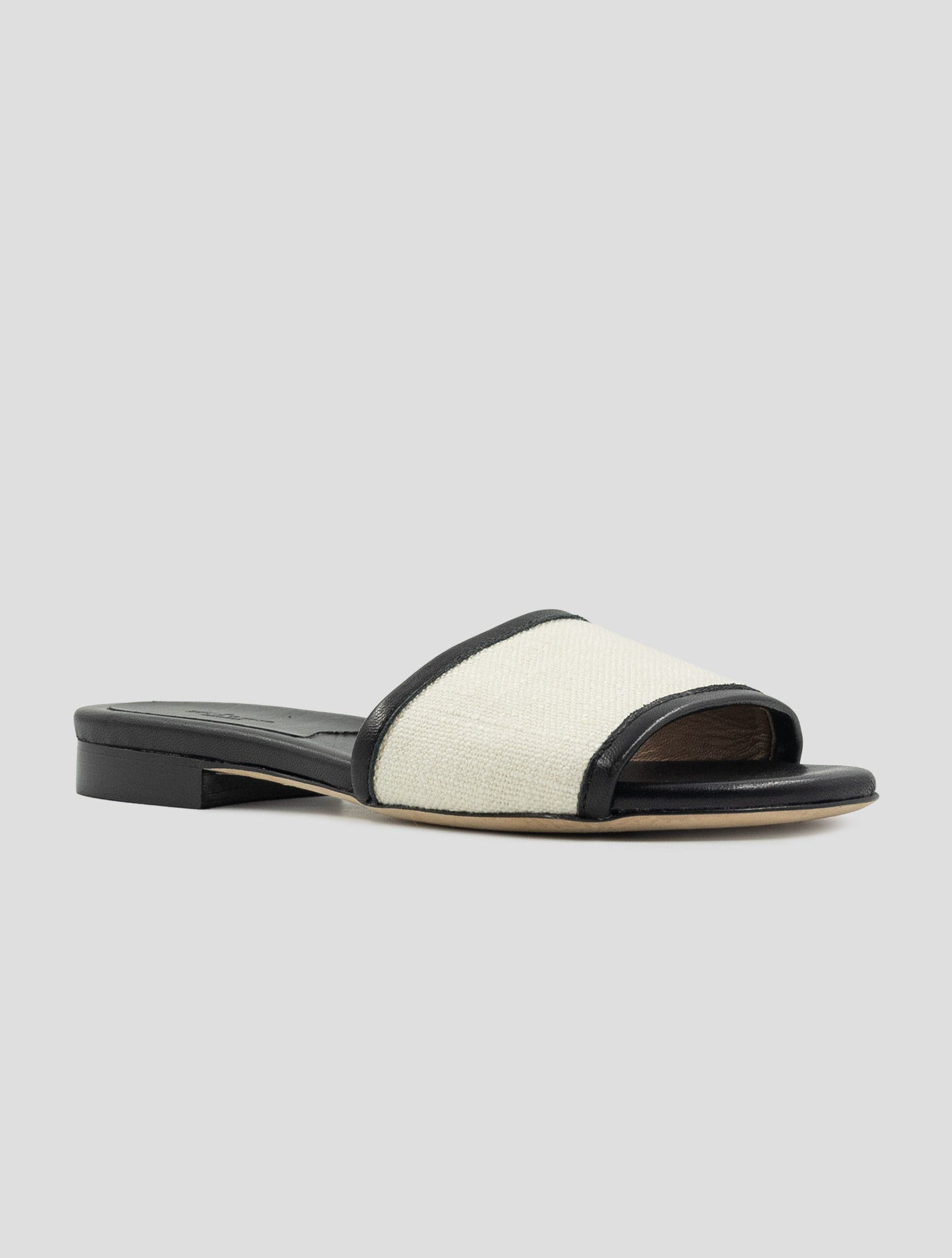 Kiton Black White Cotton Leather Sandals
