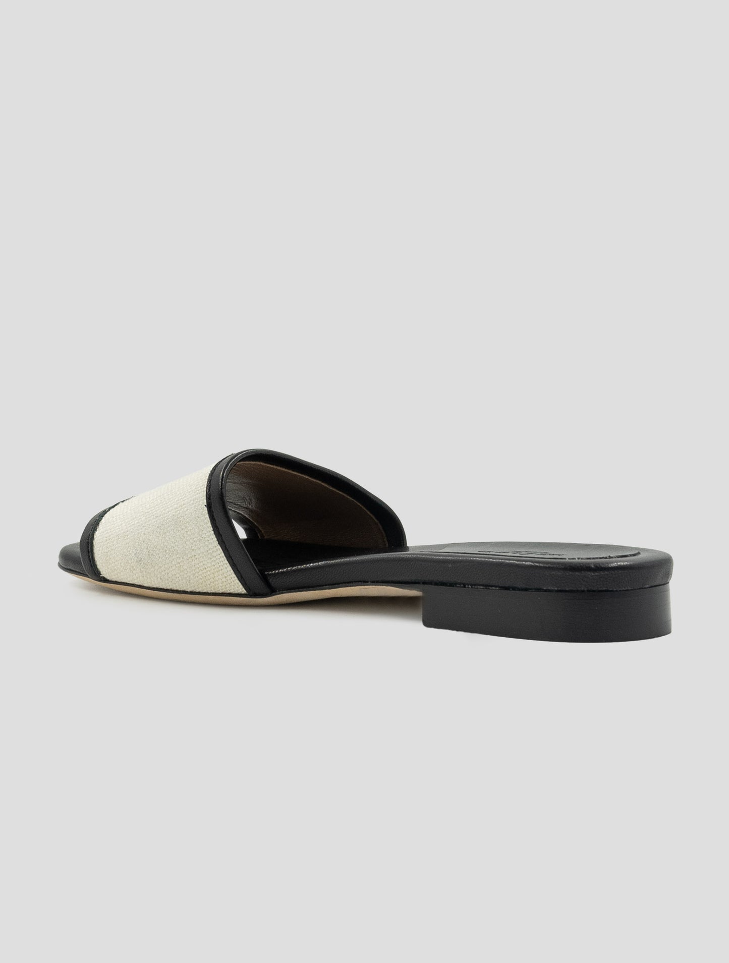 Kiton Black White Cotton Leather Sandals