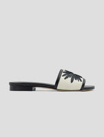 Kiton Black White Cotton Leather Sandals