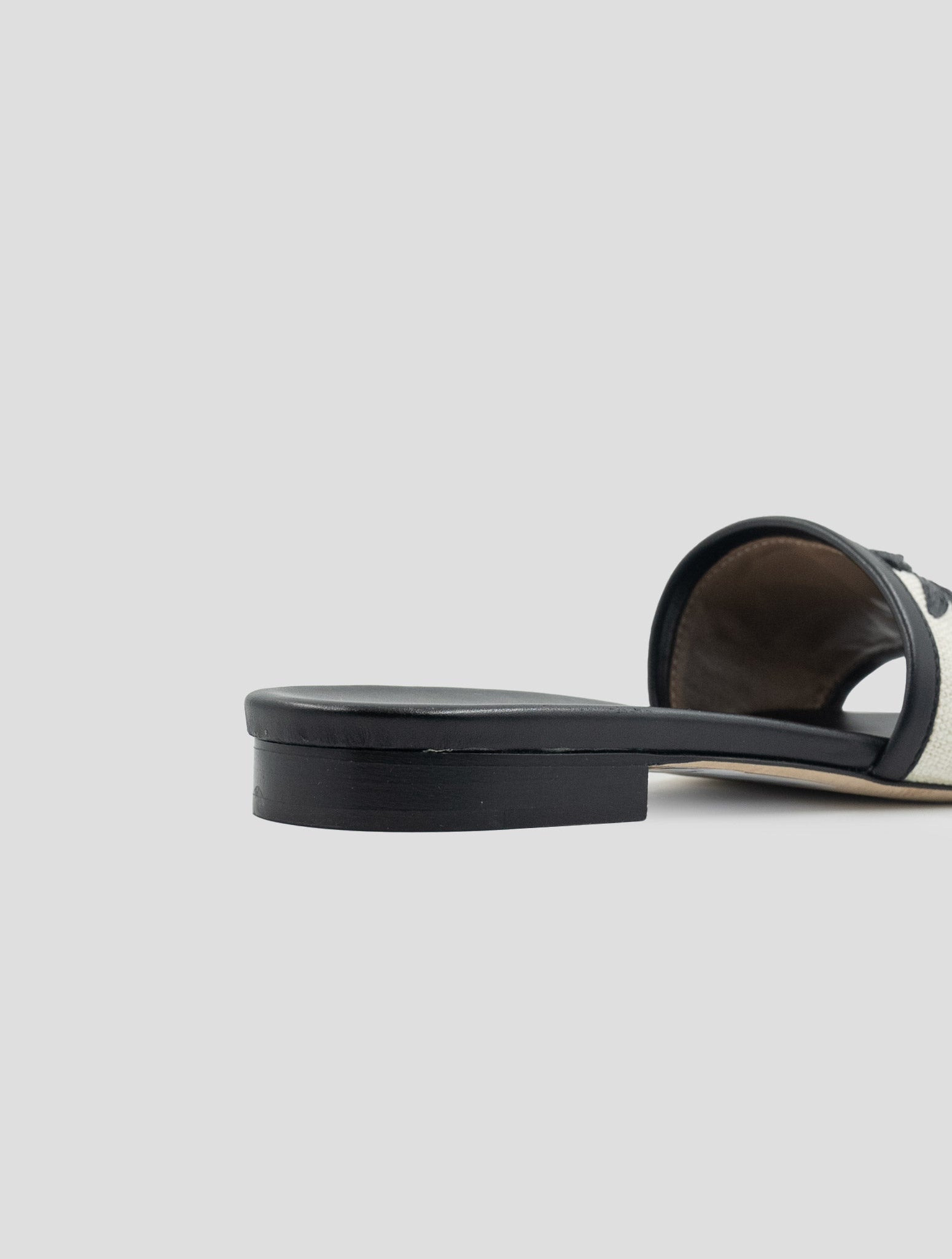 Kiton Black White Cotton Leather Sandals