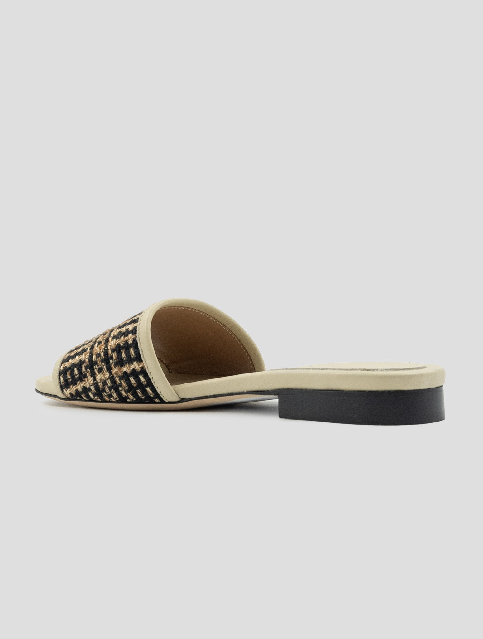 Kiton Black Beige Viscose Linen Sandals
