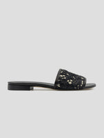 Kiton Black Leather Viscose Sandals