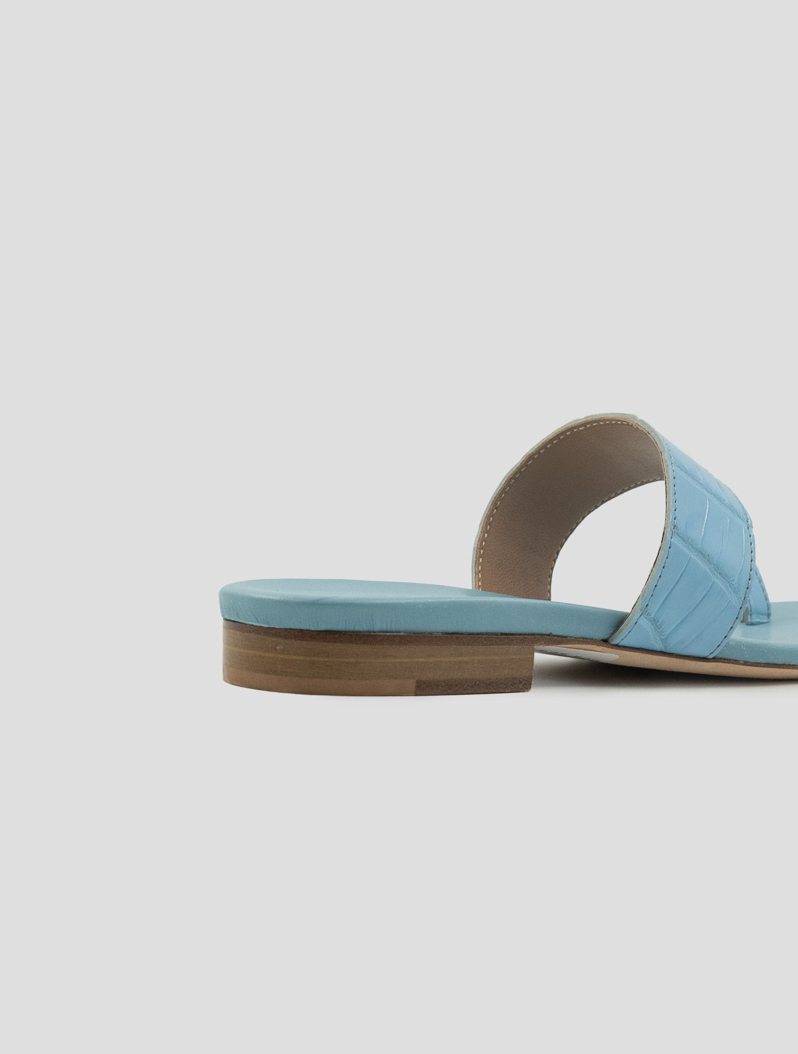 Kiton Light Blue Leather Crocodile Leather Sandals