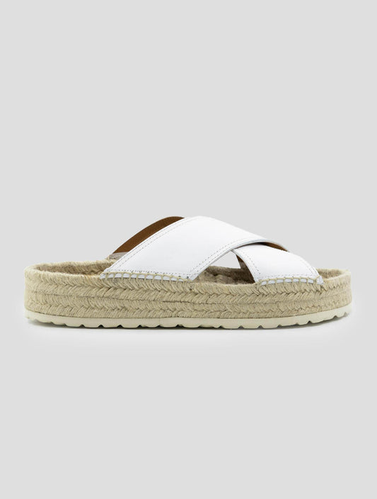 Kiton White Leather Sandals