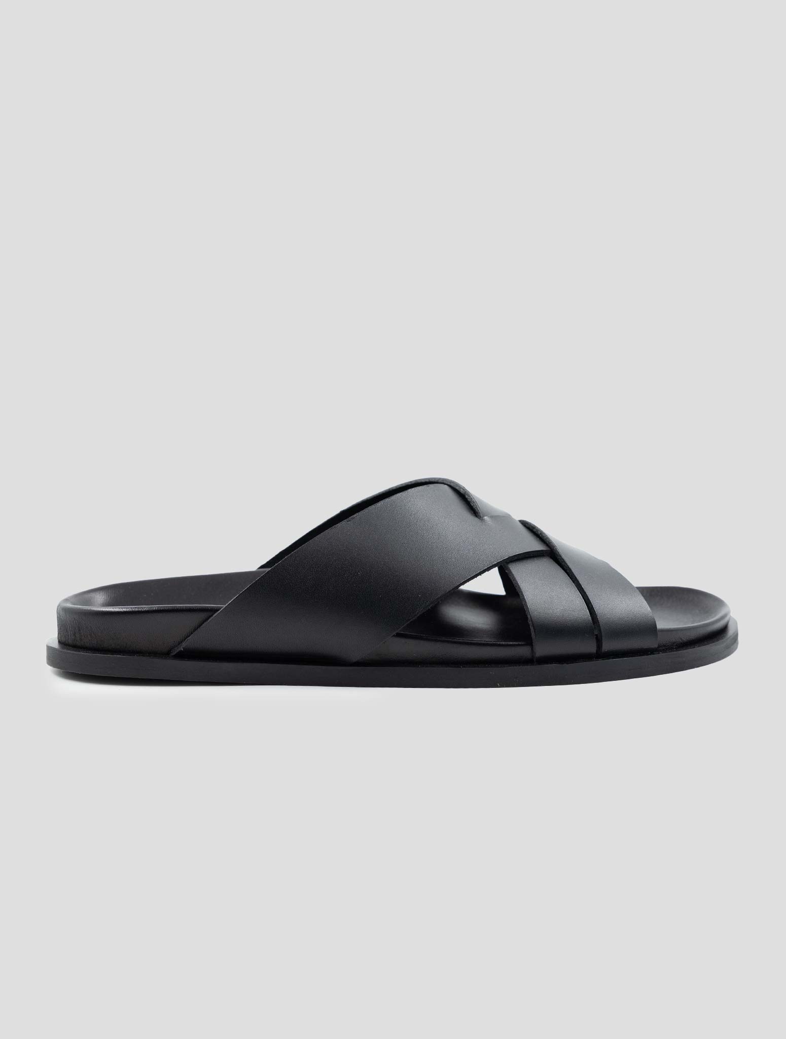 Kiton Black Leather Sandals
