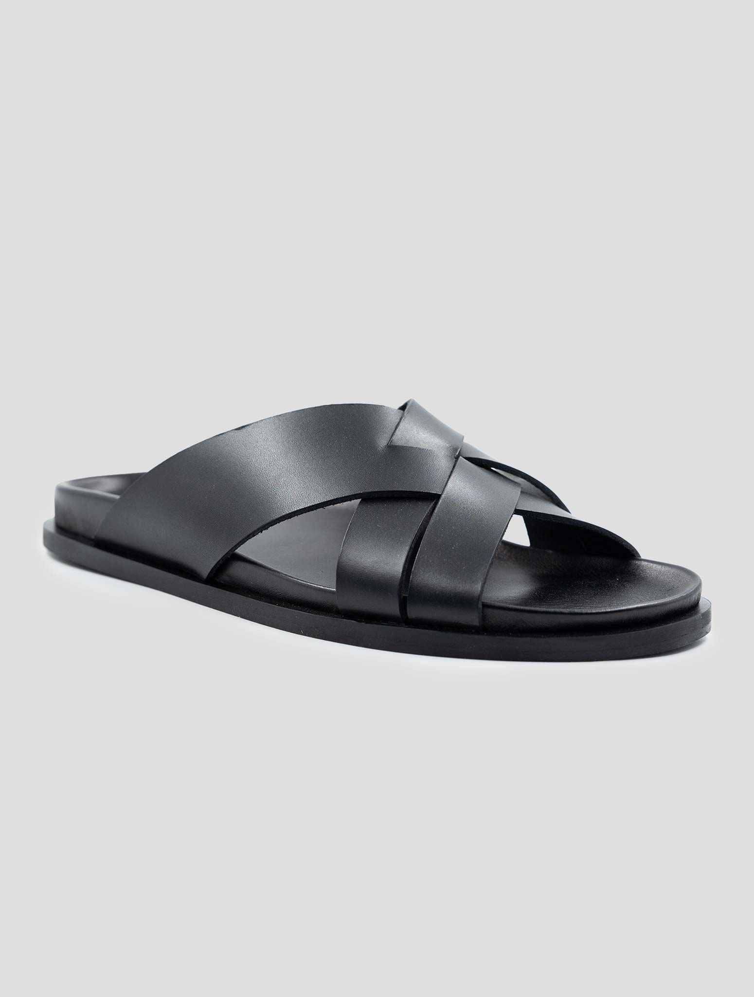 Kiton Black Leather Sandals