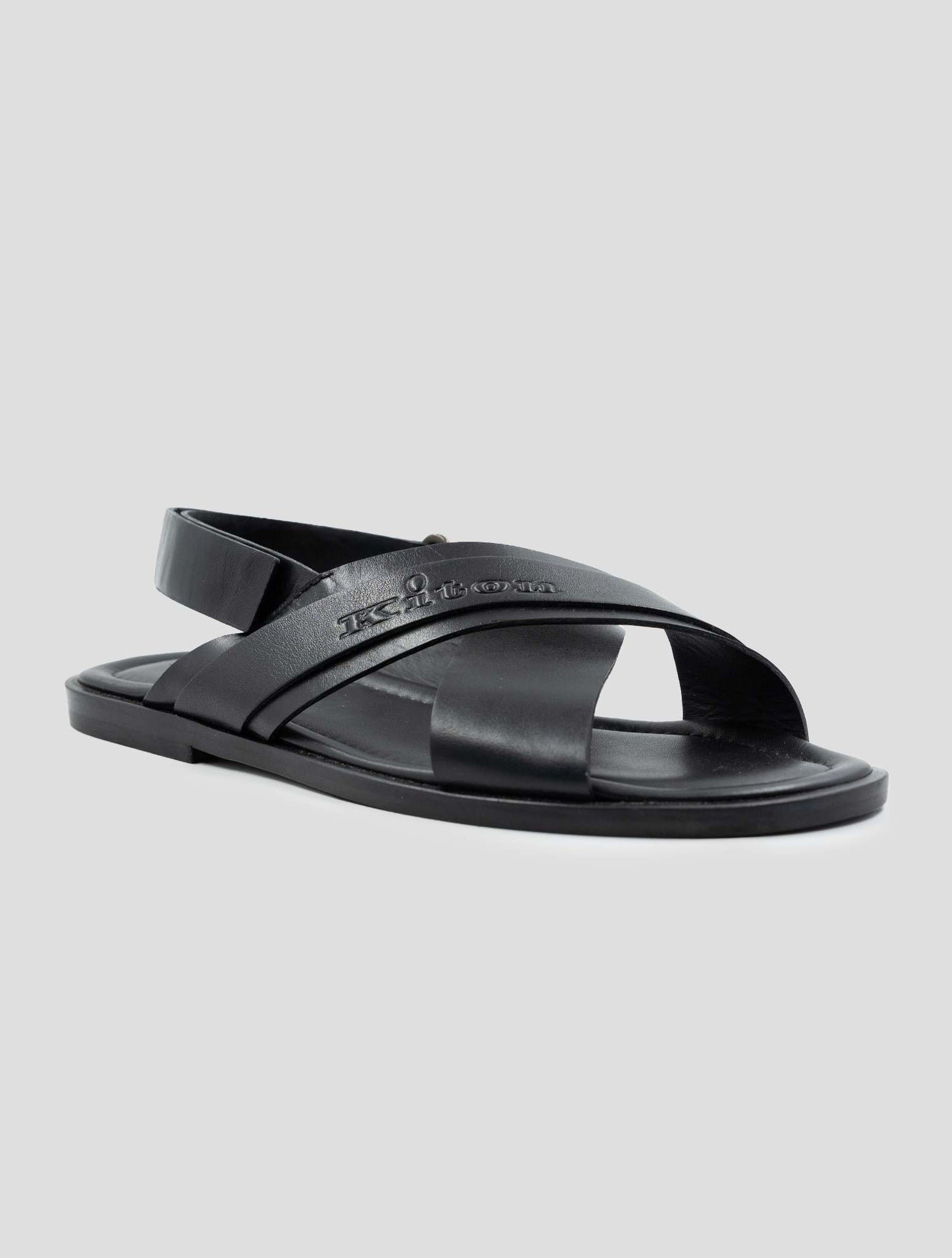 Kiton Black Leather Sandals