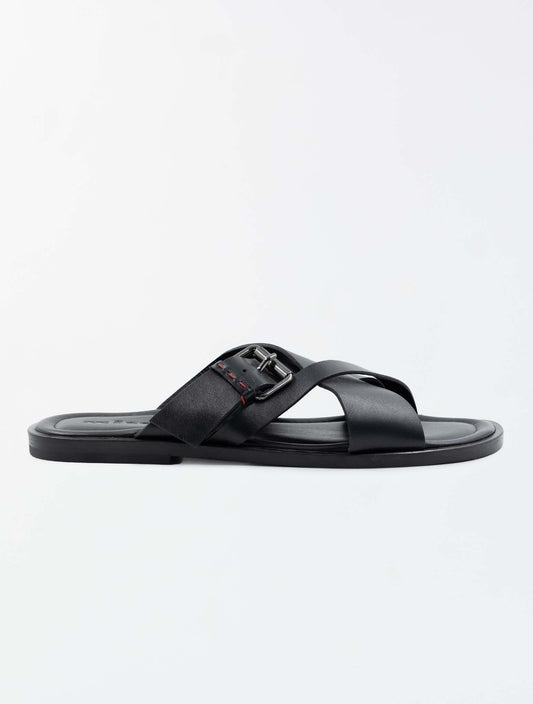 Kiton Black Leather Sandals