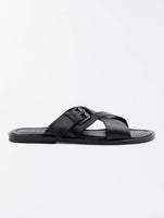 Kiton Black Leather Sandals