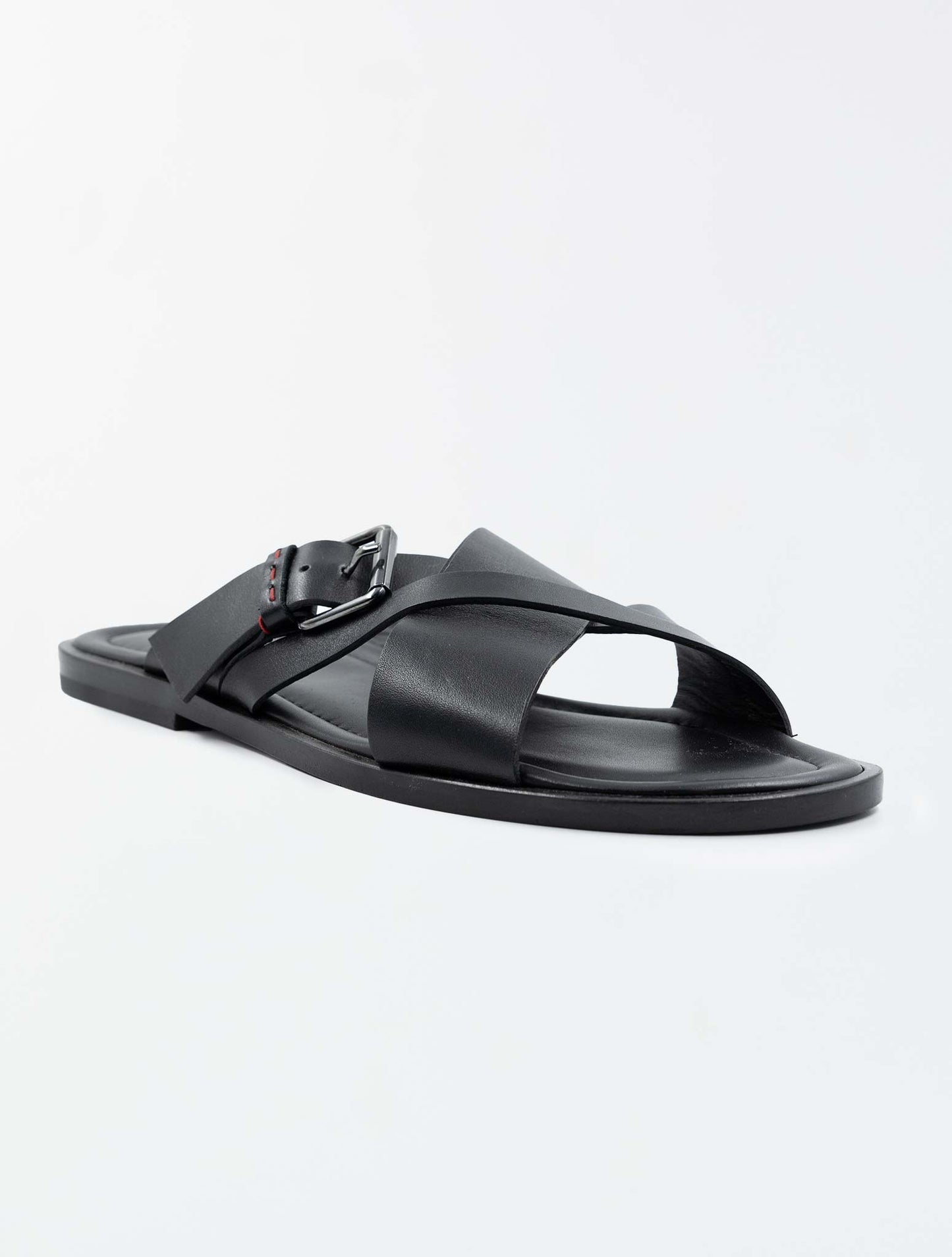 Kiton Black Leather Sandals