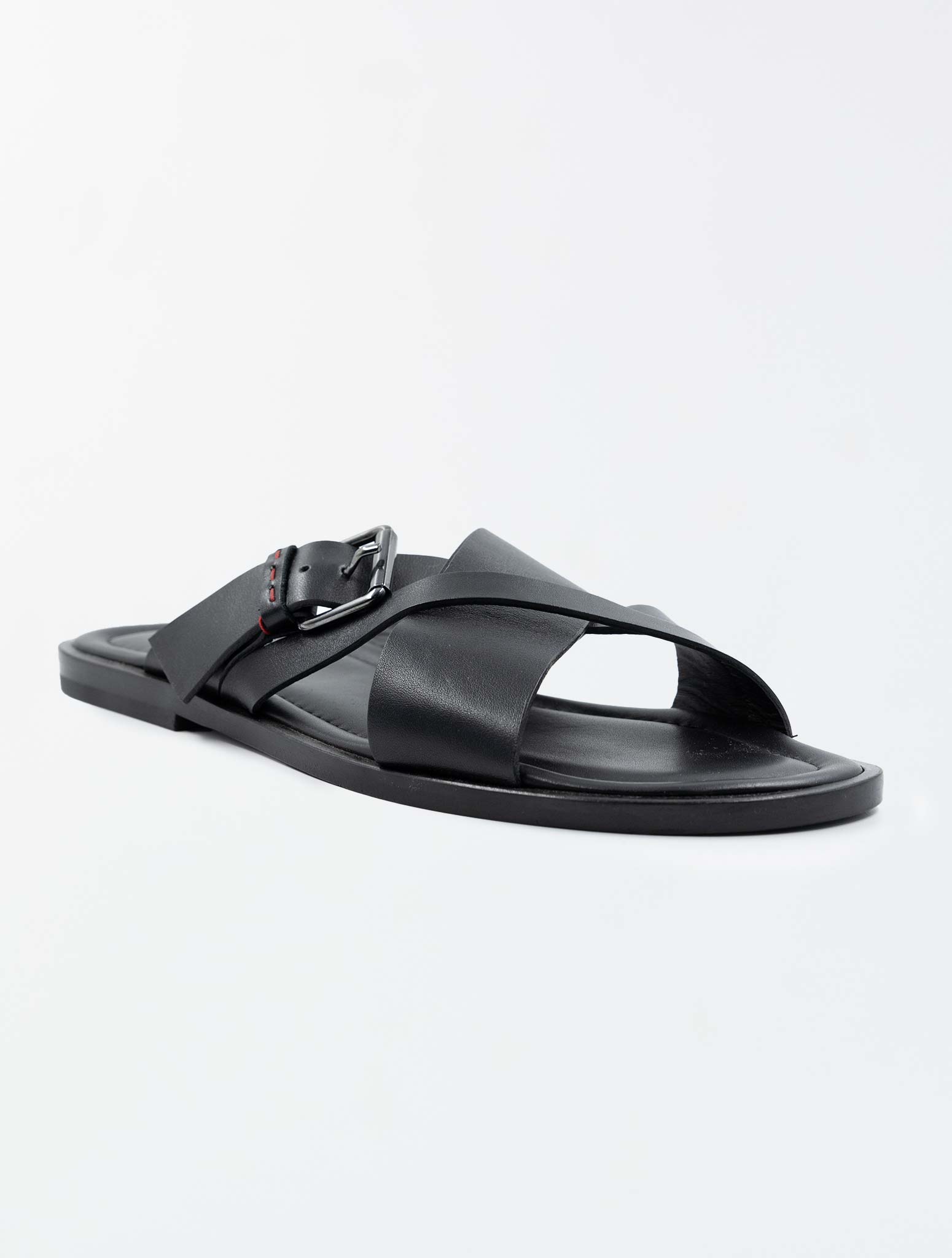 Kiton Black Leather Sandals