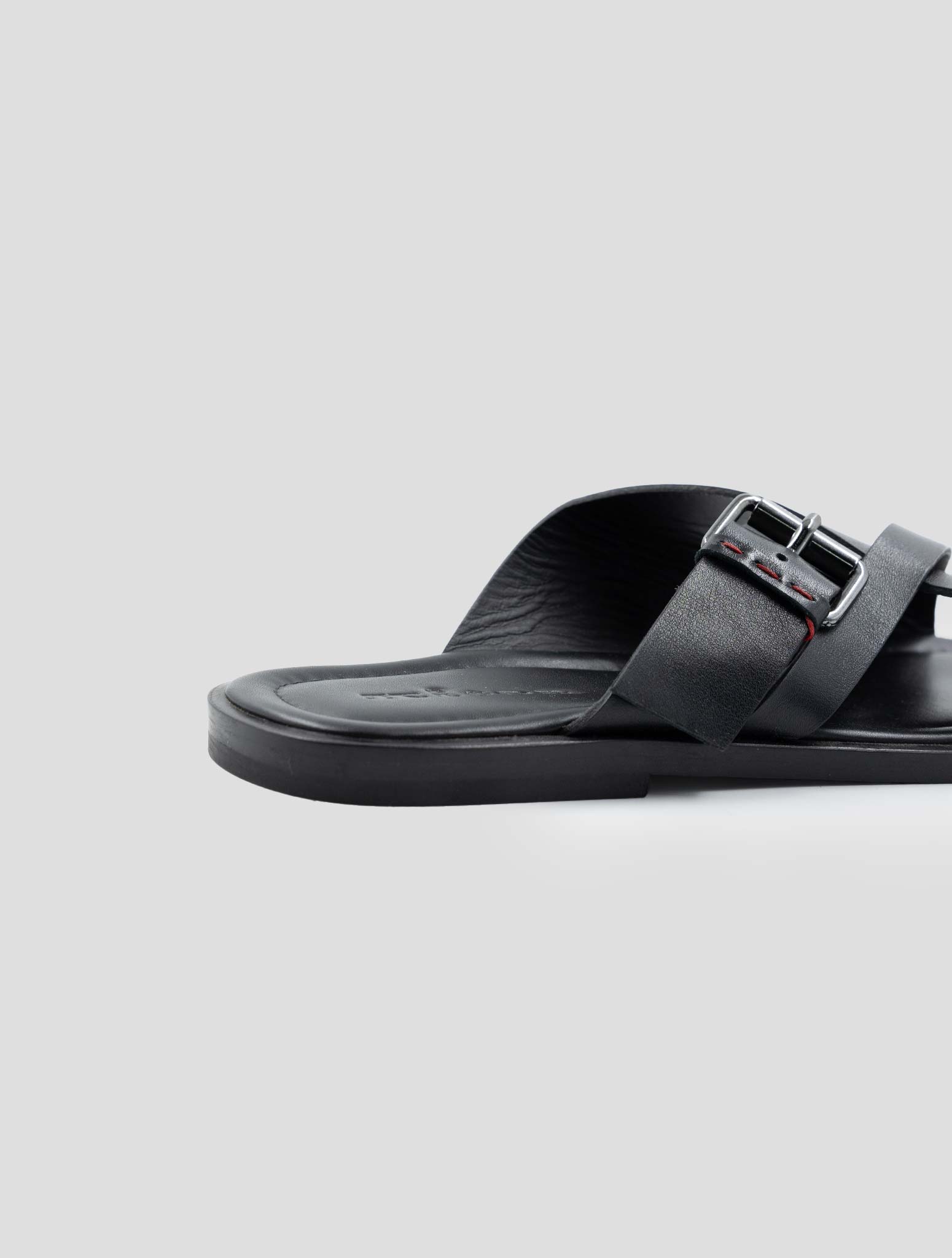 Kiton Black Leather Sandals