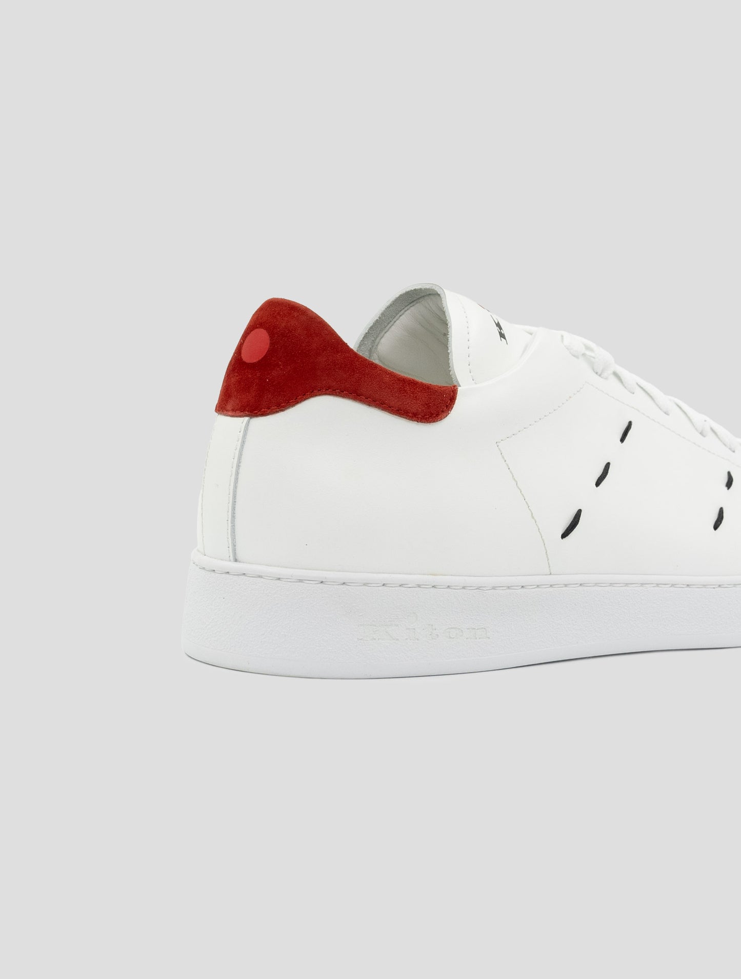 Kiton White Red Leather Sneakers