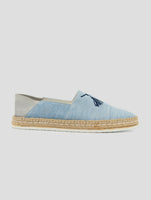 Kiton Light Blue Cotton Leather Suede Espadrillas