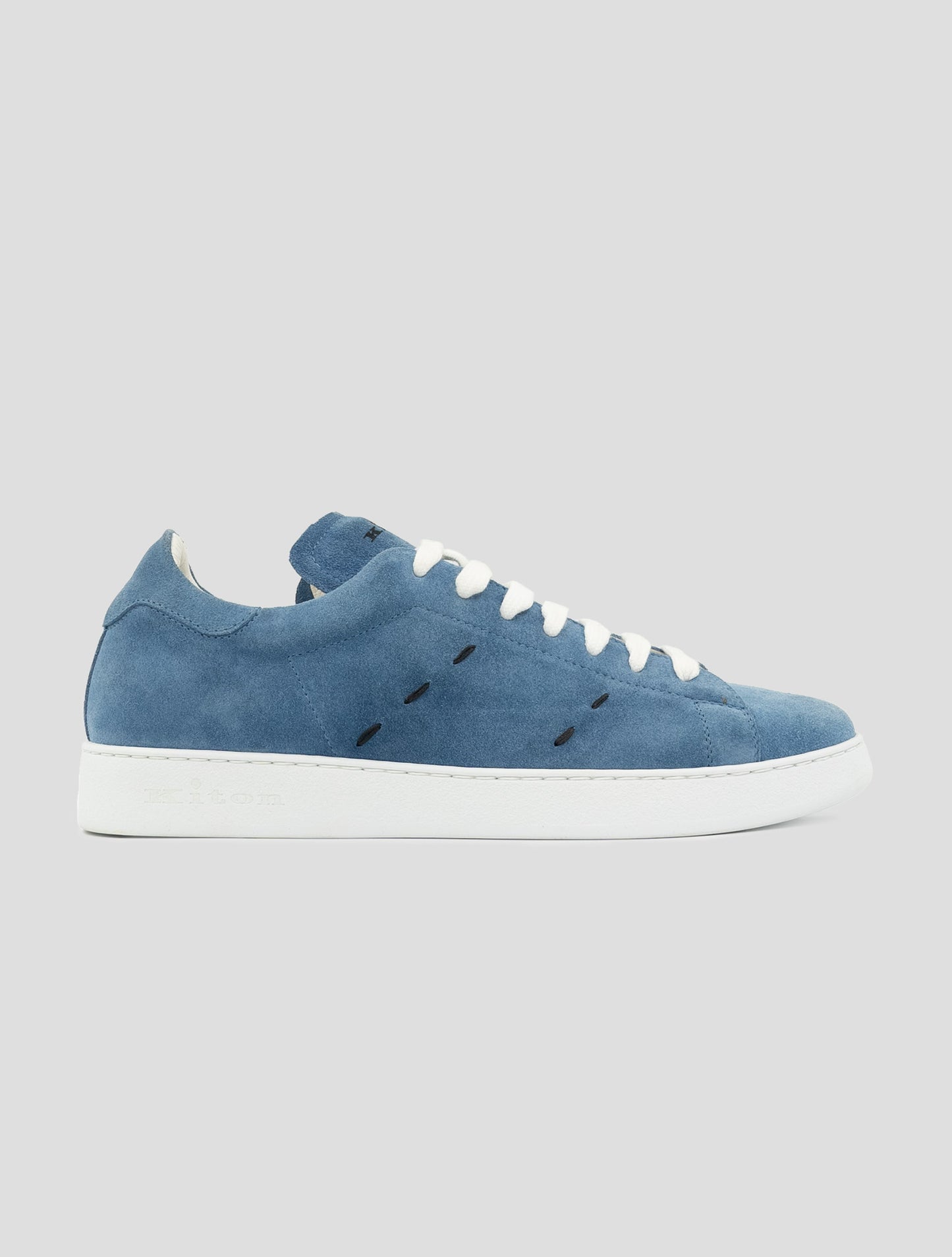 Kiton Light Blue Leather Suede Sneakers
